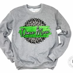 Hustle & Heart NC Dance Mom Green Faux Glitter Leopard Circle Designs