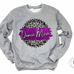 Hustle & Heart NC Faux Glitter Leopard Circle Designs Dance Mom Purple