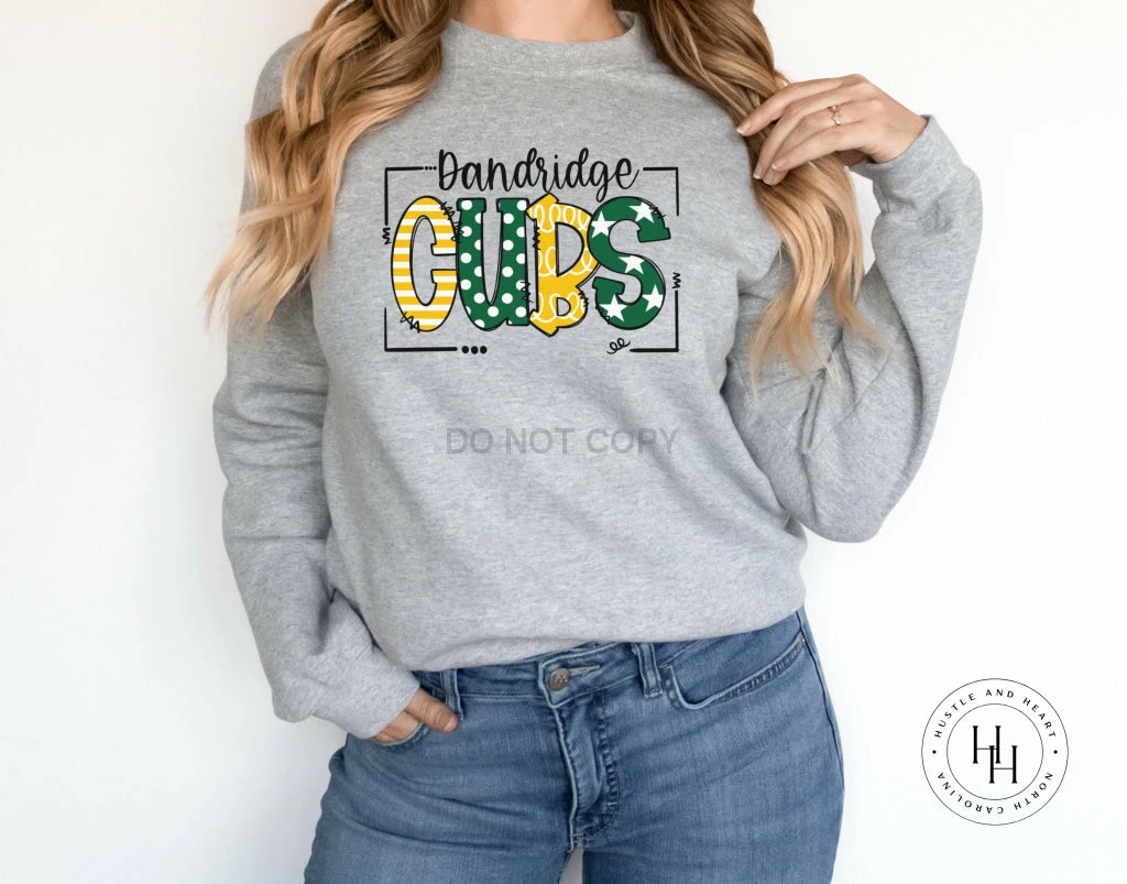Hustle & Heart NC Dandridge Cubs Doodle Graphic Tee School Doodle Designs