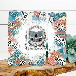 Hustle & Heart NC Tumbler Of The Week Dead Inside But It’s 4th Of July Completed 20oz Skinny Tumbler