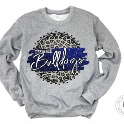 Hustle & Heart NC Defiance Bulldogs Faux Glitter Leopard Circle Designs