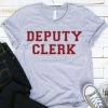 Hustle And Heart NC Faux Chenille And Glitter Letter Patch Tees Deputy Clerk Red/Silver Faux Chenille Letters Graphic Tee