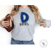Hustle & Heart NC School Doodle Designs Devils Blue Glitter Varsity Doodle