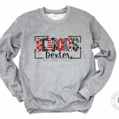 Hustle & Heart NC School Doodle Designs Dexter Bearcats Red/White/Black Doodle Graphic Tee