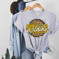 Hustle & Heart NC Dillon Wildcats Tan Leopard Faux Glitter Leopard Circle Designs