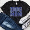 Hustle And Heart NC DOG MOM Blue/Silver Faux Chenille Letters Graphic Tee Faux Chenille And Glitter Letter Patch Tees