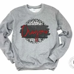 Hustle & Heart NC Faux Glitter Leopard Circle Designs Dragons Black/Red