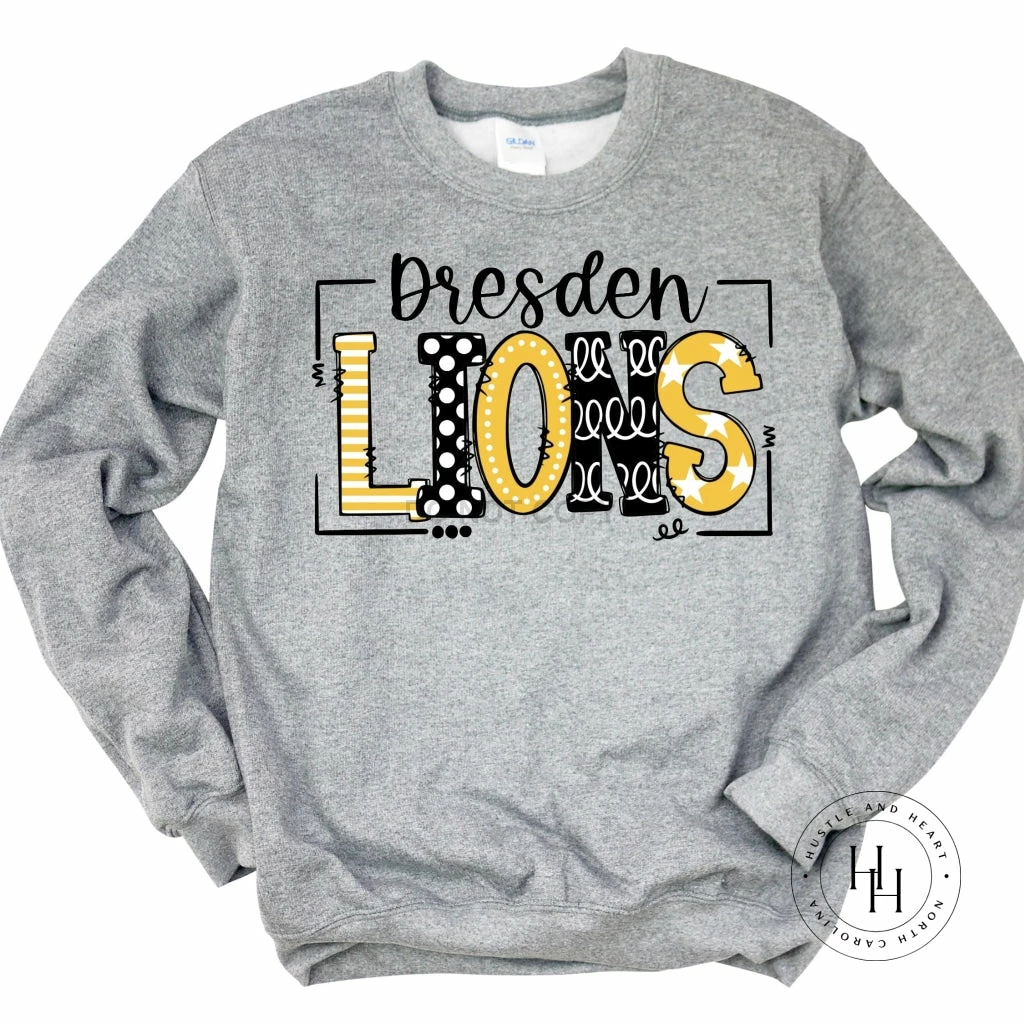 Hustle & Heart NC Dresden Lions Doodle Graphic Tee