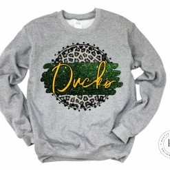 Hustle & Heart NC Faux Glitter Leopard Circle Designs Ducks Green And Gold