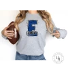 Hustle & Heart NC Eagles Blue Glitter Varsity Doodle School Doodle Designs
