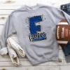 Hustle & Heart NC Eagles Blue/Yellow Glitter Varsity Doodle