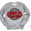 Hustle & Heart NC Faux Glitter Leopard Circle Designs Eagles Red/White With Black Outline