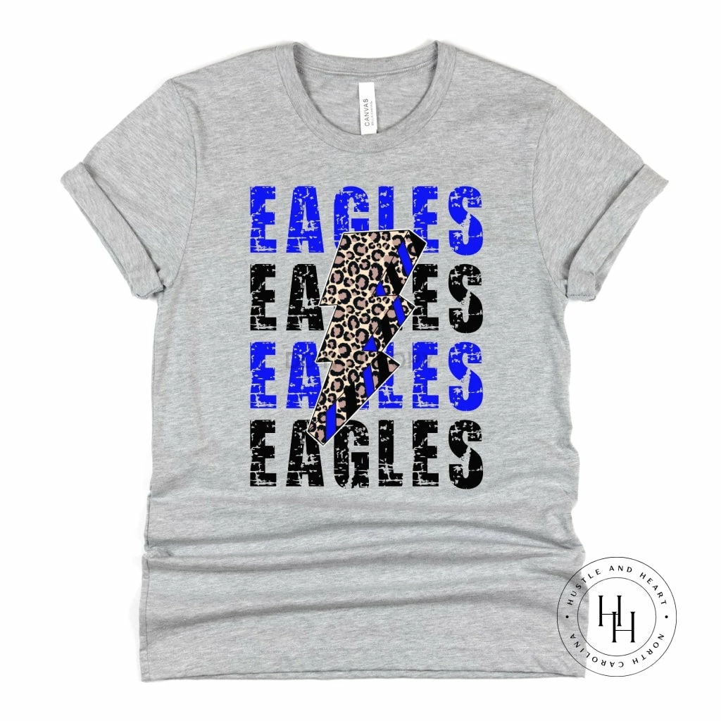 Hustle And Heart NC Eagles Royal Blue Lightning Bolt Graphic Tee