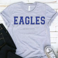 Hustle And Heart NC Eagles Royal/Silver Faux Chenille Letters Graphic Tee