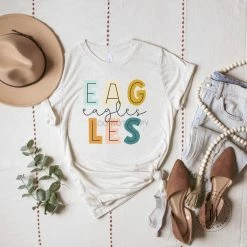 Hustle & Heart NC Mascot Pride Eagles Water Color Graphic Tee