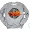 Hustle & Heart NC East Atchison Wolves Orange And Black With White Outline Faux Glitter Leopard Circle Designs