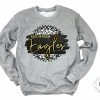 Hustle & Heart NC Faux Glitter Leopard Circle Designs East Davidson Eagles