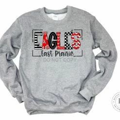 Hustle & Heart NC East Prairie Eagles Black/Red/White Doodle Graphic Tee