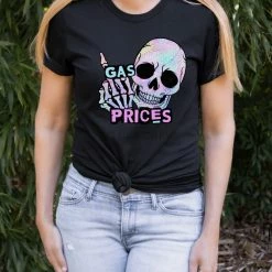 Hustle & Heart NC Eff Gas Prices Neon Skull Graphic Tee