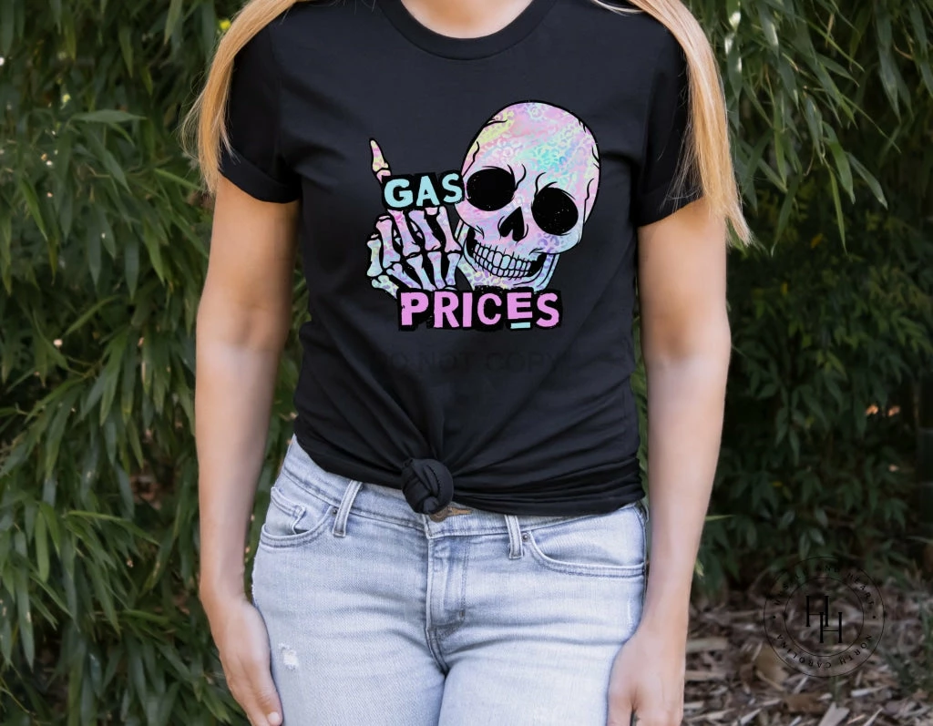 Hustle & Heart NC Eff Gas Prices Neon Skull Graphic Tee