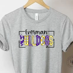 Hustle & Heart NC Everman Bulldogs Doodle Graphic Tee School Doodle Designs