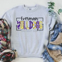 Hustle & Heart NC Everman Bulldogs Doodle Graphic Tee School Doodle Designs