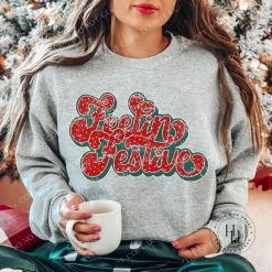 Hustle & Heart NC Feelin Festive Christmas Graphic Tee