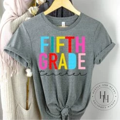 Hustle & Heart NC Fifth Grade Teacher Screenprint Transfer Transfers