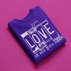 Hustle & Heart NC For Love Is All You Need License Plate Purple Valentine's Day Graphic Tee
