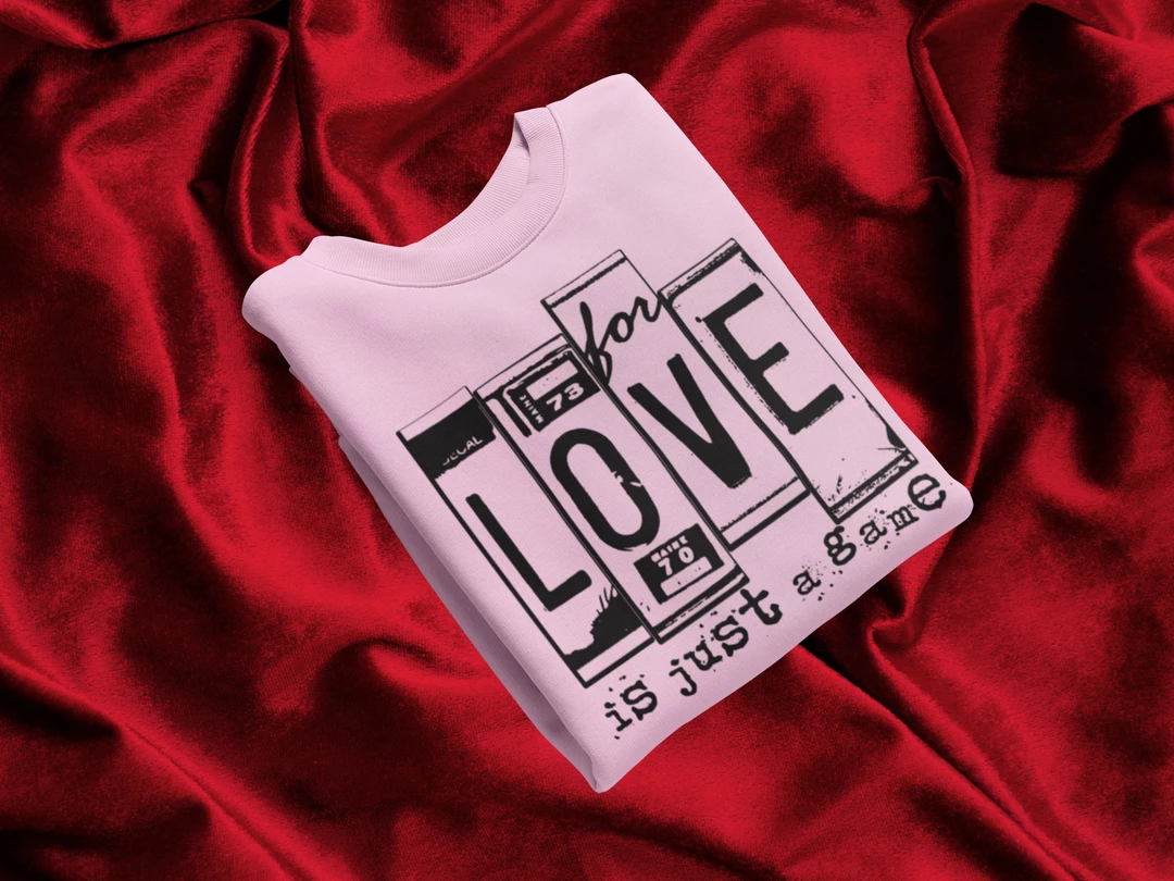 Hustle & Heart NC For Love Is Just A Game License Plate Pink Valentine's Day Graphic Tee
