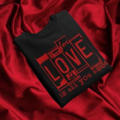 Hustle & Heart NC For Love Is All You Need License Plate Black And Red Valentine's Day Graphic Tee