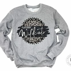 Hustle & Heart NC Fletcher Wildcats Faux Glitter Leopard Circle Designs