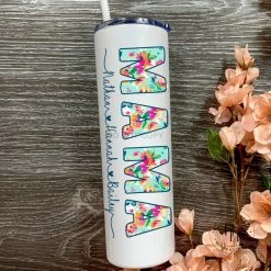 Hustle & Heart NC Floral Personalized Completed 20oz Skinny Tumbler Tumbler Of The Week