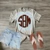 Hustle & Heart NC Monogram Tees Football Bleach Monogram Graphic Tee