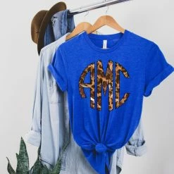 Hustle & Heart NC Football Leopard Monogram Graphic Tee