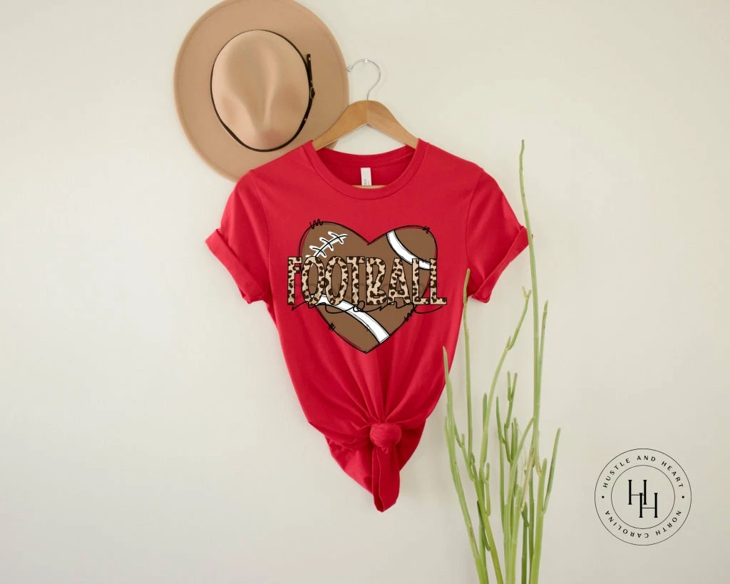 Hustle & Heart NC Mascot Pride Football Mom Leopard Graphic Tee