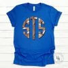 Hustle & Heart NC Monogram Tees Football Monogram Graphic Tee