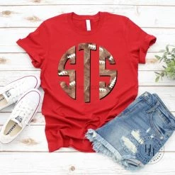 Hustle & Heart NC Monogram Tees Football Monogram Graphic Tee