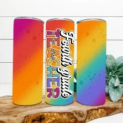 Hustle & Heart NC Fourth Grade Teacher Completed 20oz Skinny Tumbler