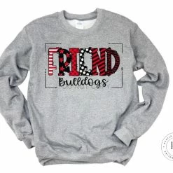 Hustle & Heart NC Friend Bulldogs Red/Black/White Doodle Graphic Tee