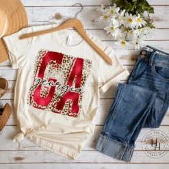 Hustle & Heart NC GA Georgia Red Graphic Tee Mascot Pride