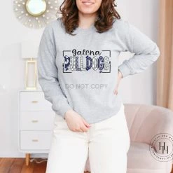 Hustle & Heart NC Galena Bulldogs Silver/White/Navy Doodle Graphic Tee School Doodle Designs