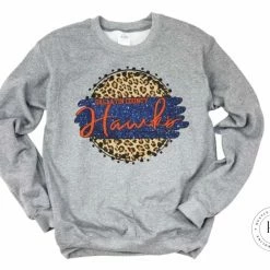 Hustle & Heart NC Gallatin County Hawks Faux Glitter Leopard Circle Designs