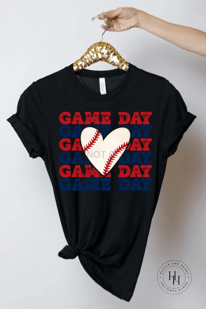 Hustle & Heart NC Game Day Baseball Heart Graphic Tee