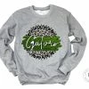 Hustle & Heart NC Gators Green/White With Black Outline Faux Glitter Leopard Circle Designs