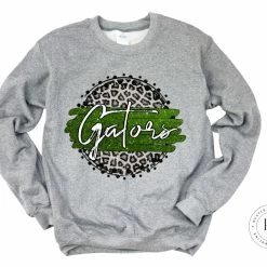 Hustle & Heart NC Gators Green/White With Black Outline Faux Glitter Leopard Circle Designs