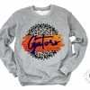 Hustle & Heart NC Faux Glitter Leopard Circle Designs Gators Orange/Blue