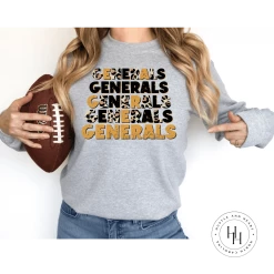 Hustle & Heart NC Generals Gold/Black Repeating Graphic Tee Repeating Mascot Designs