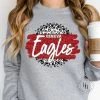 Hustle & Heart NC Geneva Eagles Grey Leopard Circle Graphic Tee