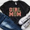 Hustle And Heart NC Girl Mom Coral/Leopard/Gold Faux Chenille Letters Graphic Tee Faux Chenille And Glitter Letter Patch Tees